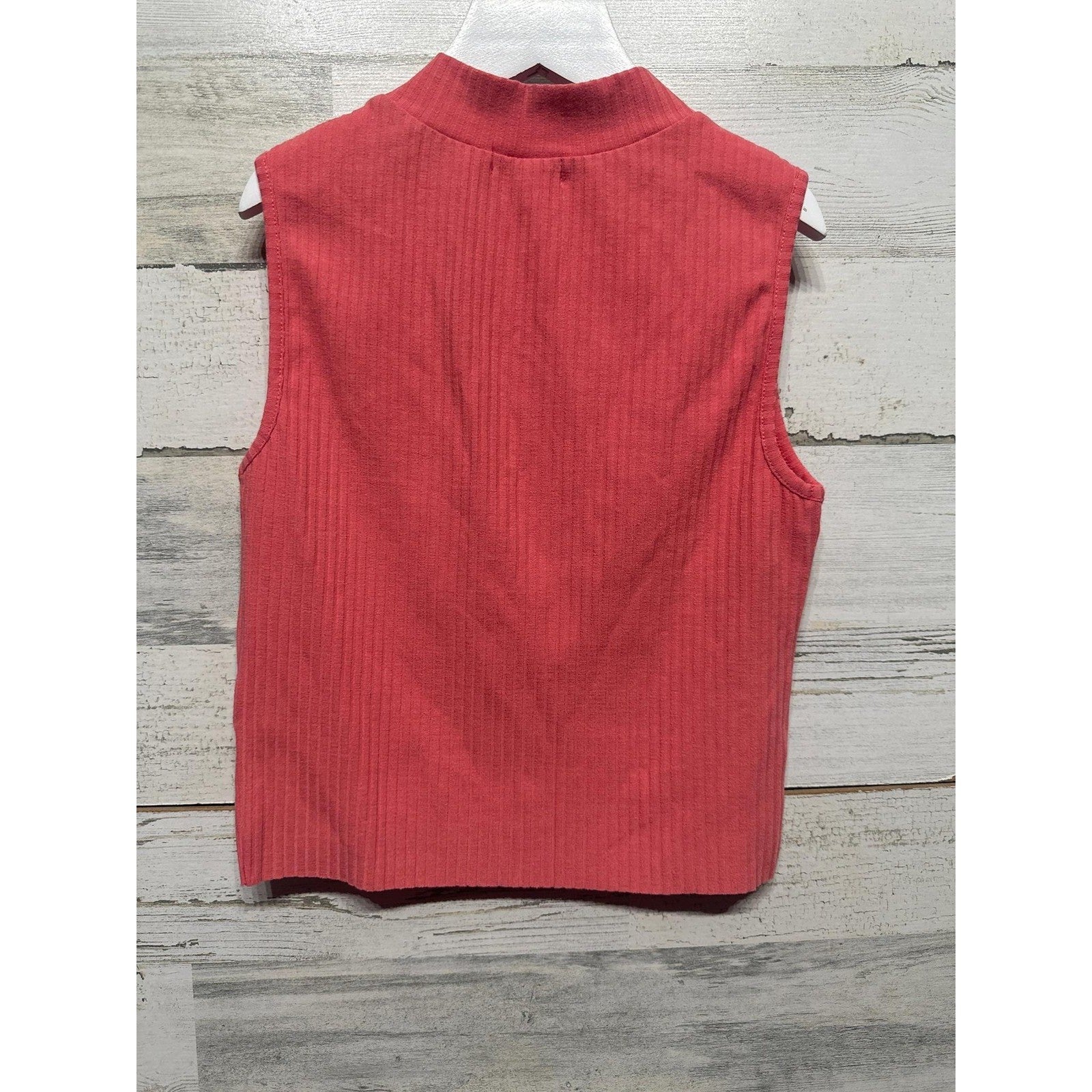 GB Mock Neck Top Girls Size Medium Coral Pink Ribbed Sleeveless EUC1