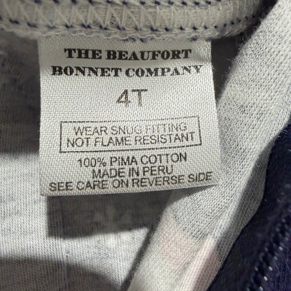 Beaufort Bonnet Company Santa Pajama Sleeper Girls 4T Navy Pima Cotton Flawed*4