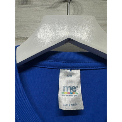 Elite Kids Italia Embroidered Shirt Boys 6/8 Blue Soccer Sportswear EUC1