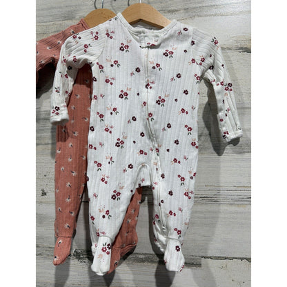 Simple Joys PJ Place Old Navy Baby Girl 0-3M Bundle Sleepers Top Ribbed Floral4