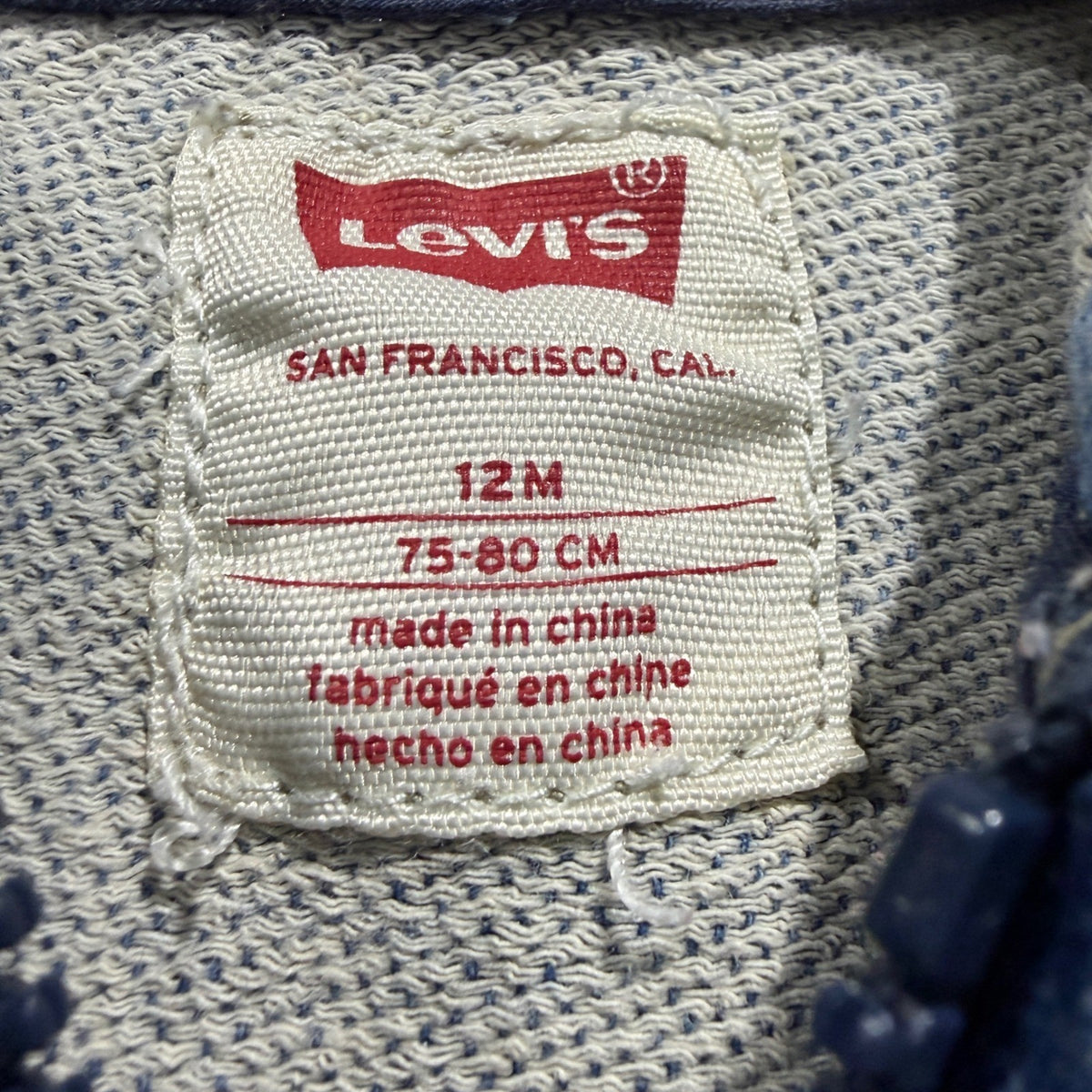 Levi's Hooded Denim Bomber Jacket Kids 12M Blue Cotton Blend Classic EUC3