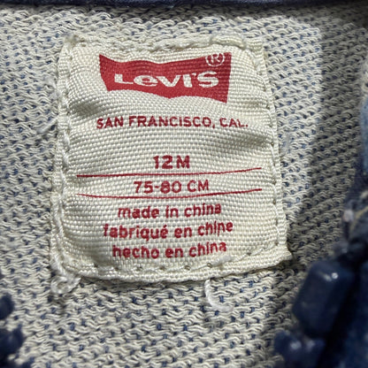 Levi's Hooded Denim Bomber Jacket Kids 12M Blue Cotton Blend Classic EUC3