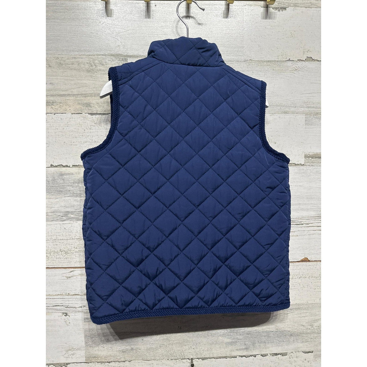 Class Club Quilted Vest Boys 4/5 Navy Blue Fleece Lined Full Zip EUC3
