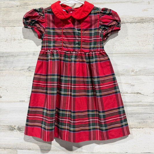 Charming Little One Plaid Dress Girls 2T Red Tartan Peter Pan Collar EUC0