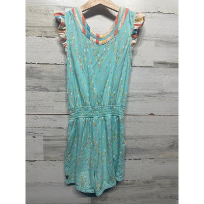 Matilda Jane Romper Girls 10 Teal Multicolor Dot Flutter Sleeve2