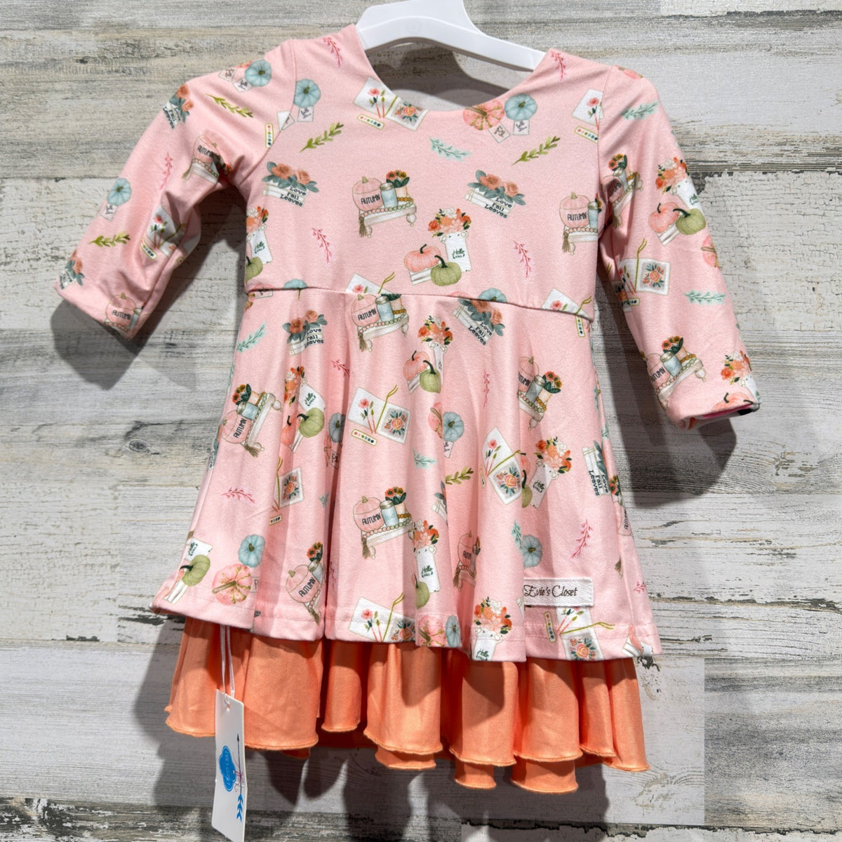Evie's Closet Reversible Dress Girls 12M Orange Pumpkin Autumn Fall Core NWT3
