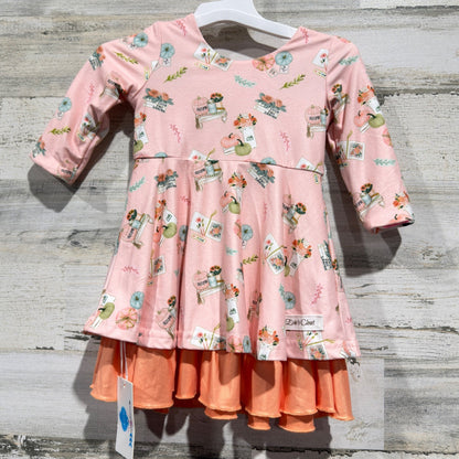 Evie's Closet Reversible Dress Girls 12M Orange Pumpkin Autumn Fall Core NWT3