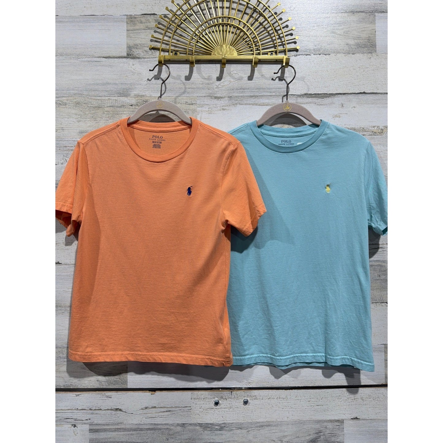 Polo Ralph Lauren T-Shirt Bundle Boys Medium 10-12 Orange Blue Pony Logo0