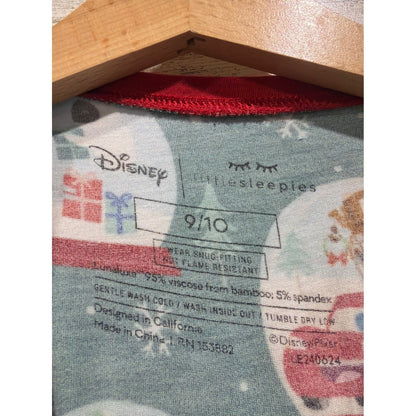 Little Sleepies Pajama Top Kids 9/10 Green Disney Pixar Holiday Bamboo EUC3