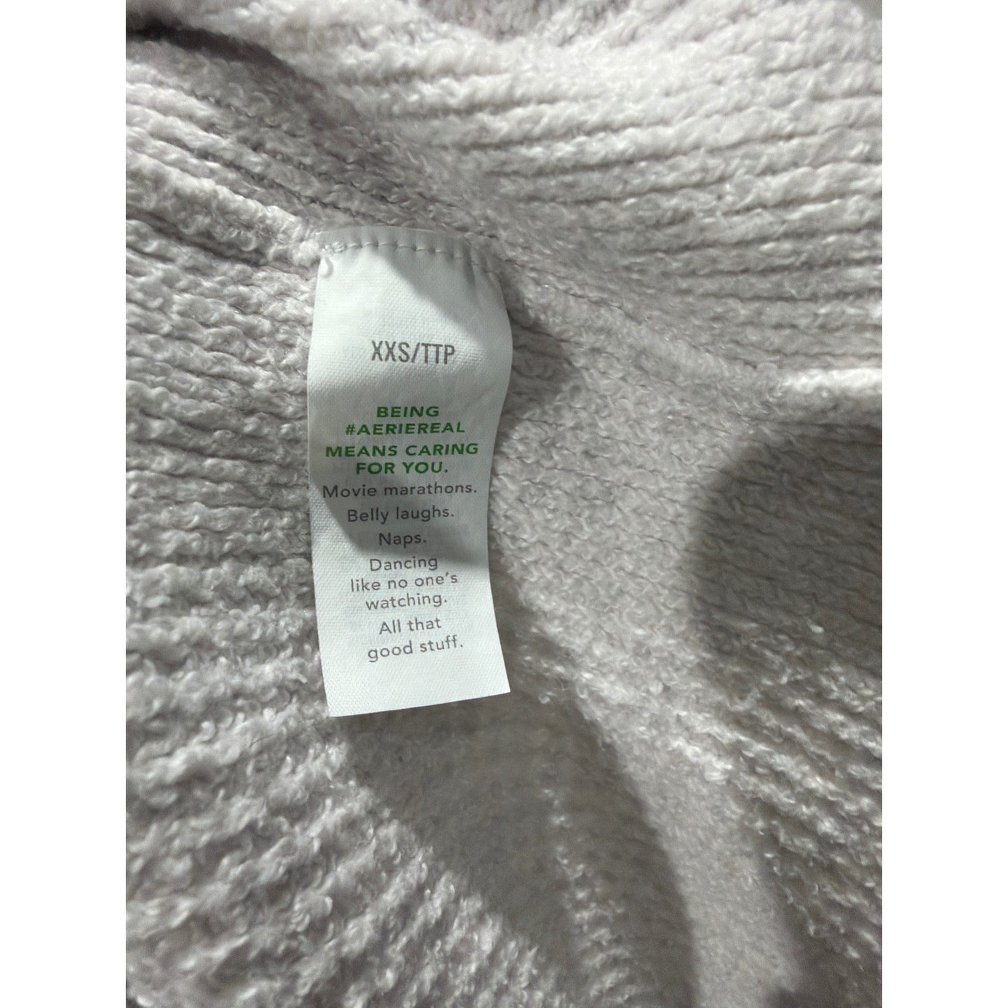 Aerie Waffle Knit Polo Sweater Women XXS Gray V-Neck Oversized EUC2