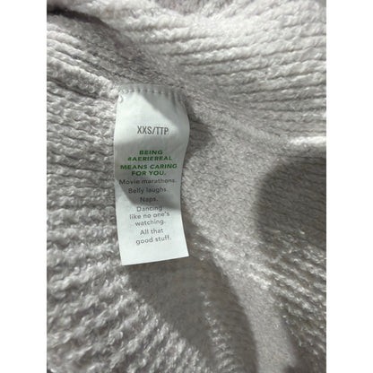 Aerie Waffle Knit Polo Sweater Women XXS Gray V-Neck Oversized EUC2