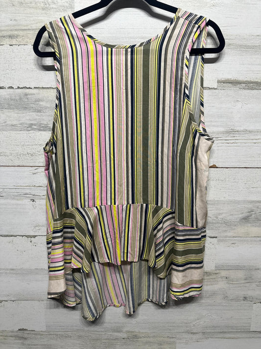 Libby Edelman Peplum Tank Top Women XL Multi Color Striped High Low EUC0