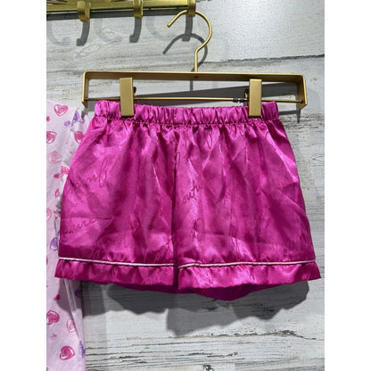Juicy Couture Pajama Set Girls 4/5 Pink Heart Satin Y2K Inspired Loungewear EUC2