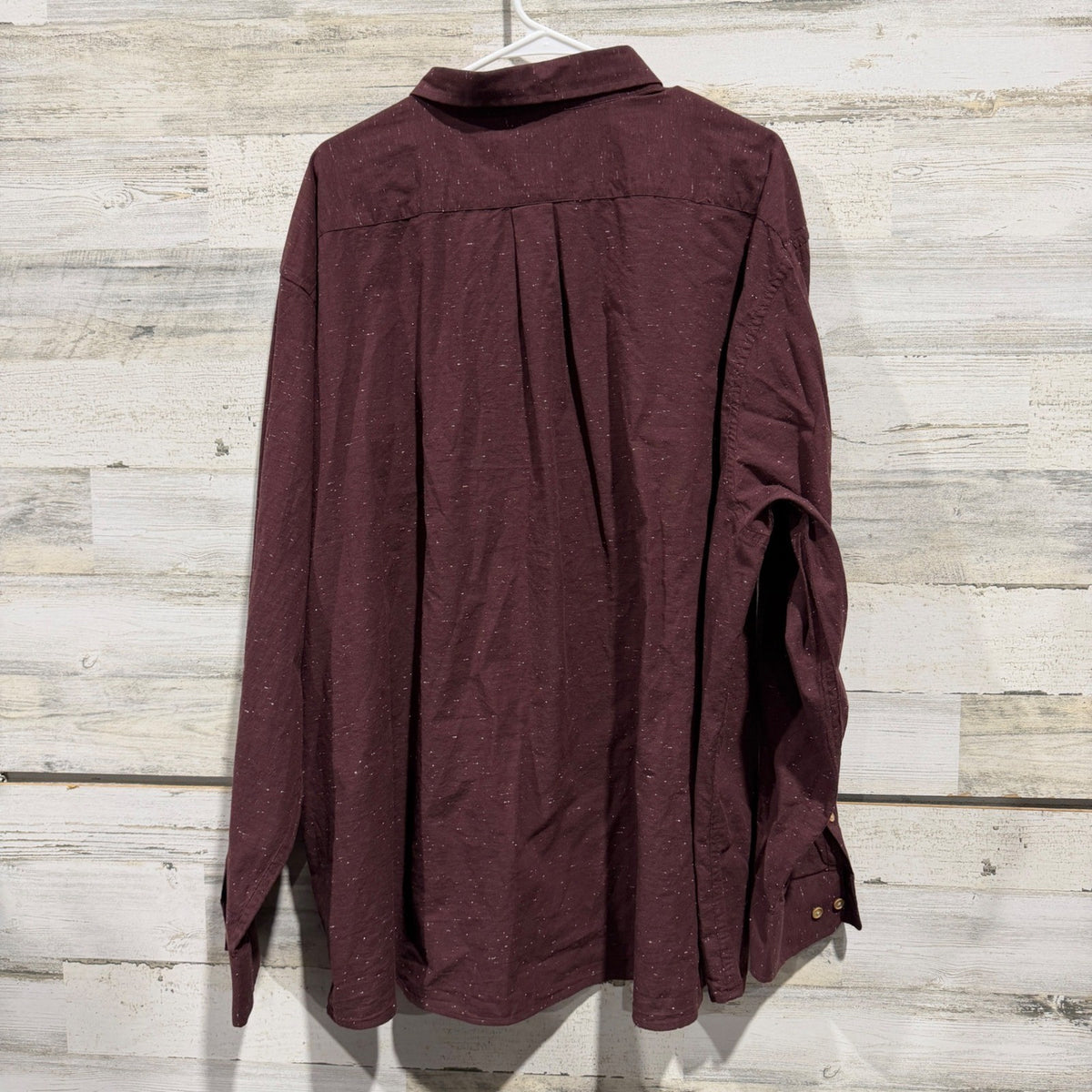 ROWM Big Man Button Down Shirt Mens 4XB Burgundy Speckled Cotton Casual NWT5