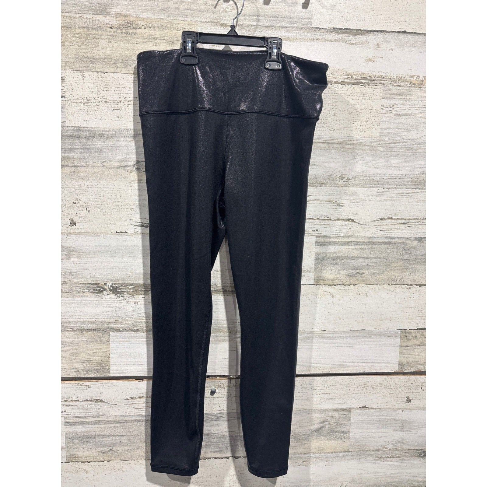 Athleta Shimmer Leggings Women Large Black Metallic Elation High Rise EUC0