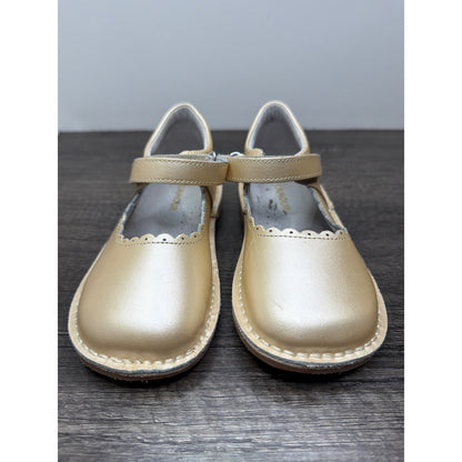 L'Amour Mary Jane Shoes Girls Size 13 Gold Scalloped Metallic Dressy GUC*1