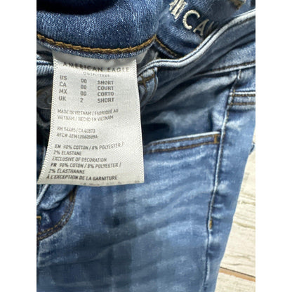 American Eagle Hi-Rise Jegging Women 00 Short Blue Next Level Stretch EUC3