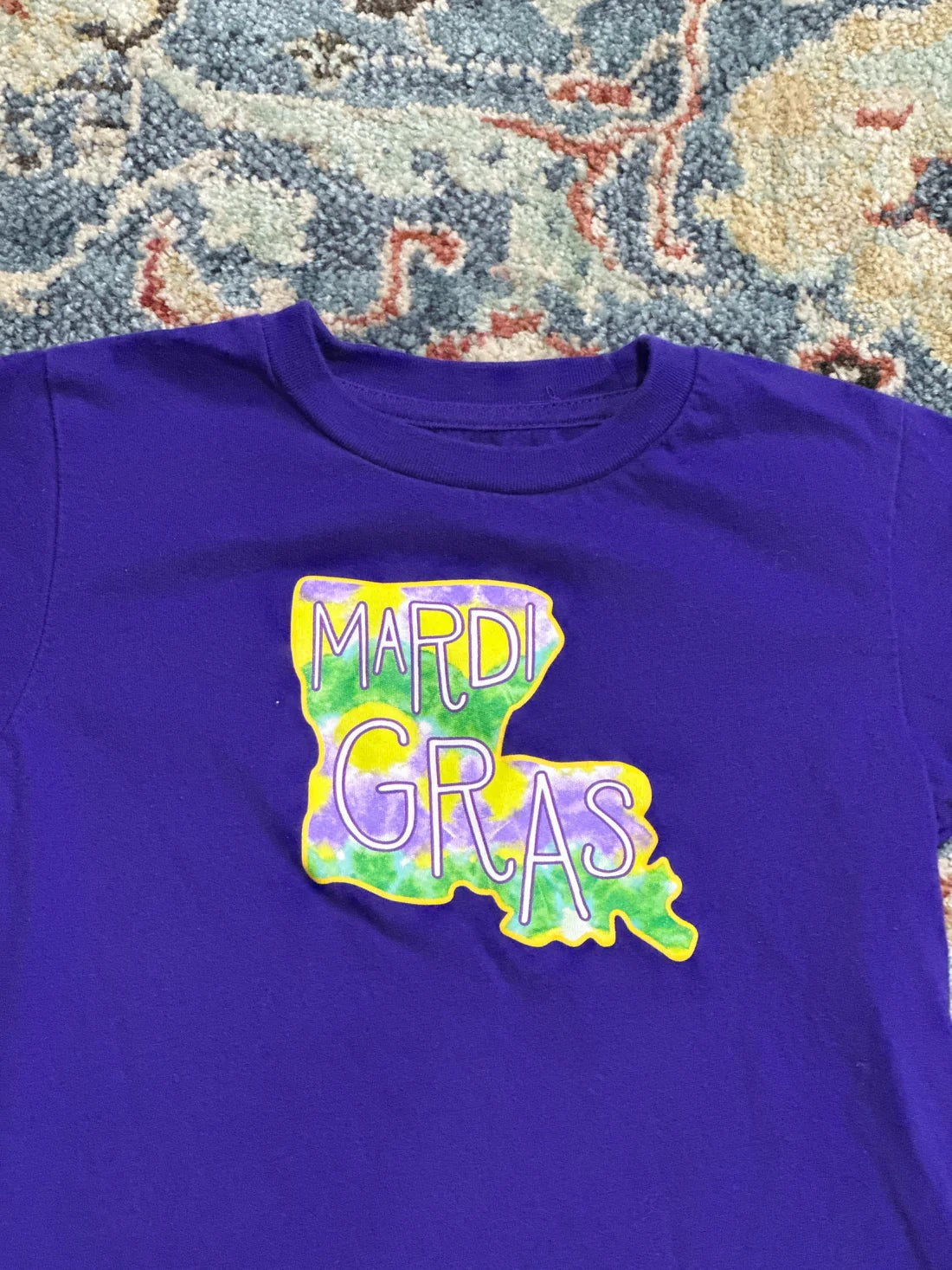 Mardi Gras T-Shirt Kids 4T Purple Louisiana Graphic EUC1