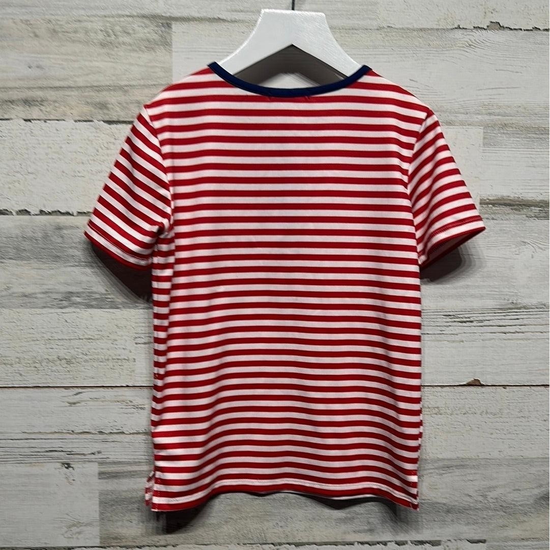 Millie and Maxx Henley Shirt Boys 6 Red Striped Nautical Preppy EUC2