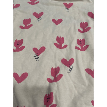 Petite Mieux Sweatshirt Dress Girls 140 (10) Pink Heart Tulip Print EUC3