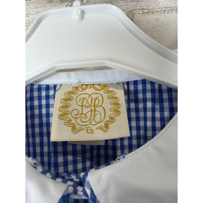 The Beaufort Bonnet Company Dress Girls 3T Blue Gingham Peter Pan Collar EUC3