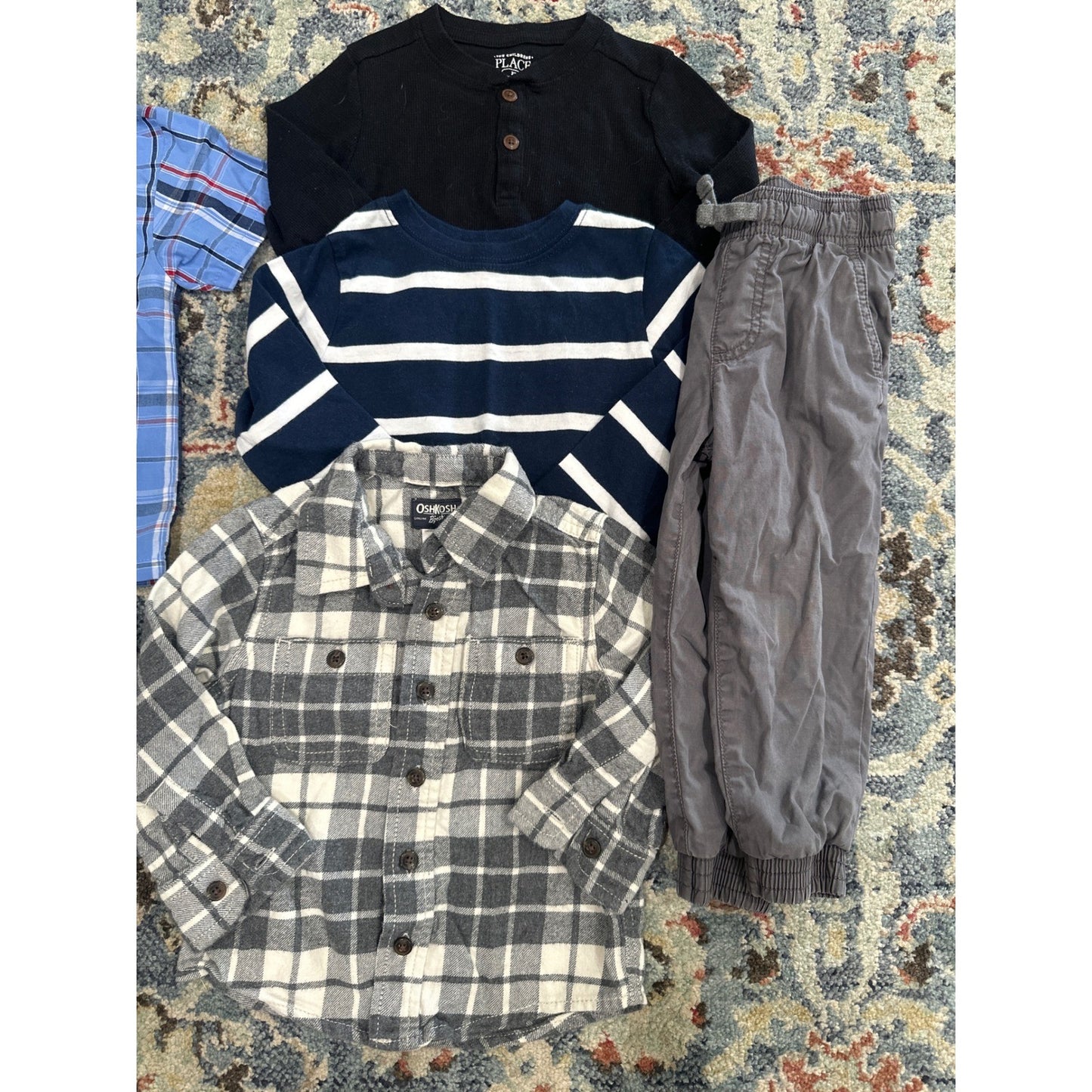 Childrens Place OshKosh Carters Boys 24M 2T Blue Grey Plaid Bundle GUC2