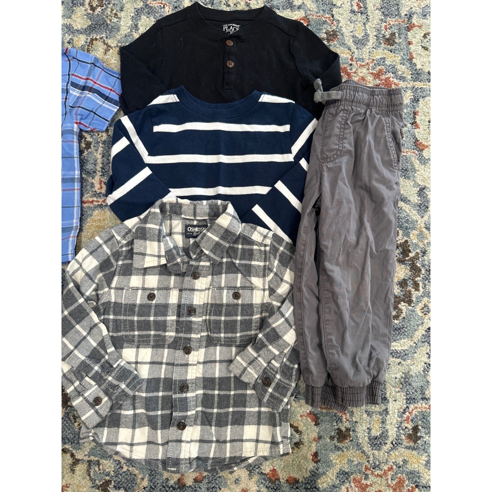 Childrens Place OshKosh Carters Boys 24M 2T Blue Grey Plaid Bundle GUC2