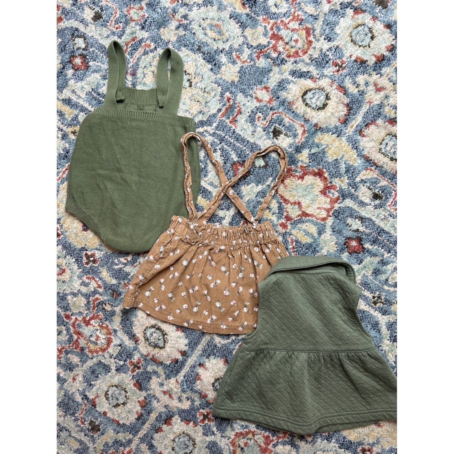 Carter's Cat & Jack Baby Girls 6-9M Green Tan Earth Tone Bundle EUC4