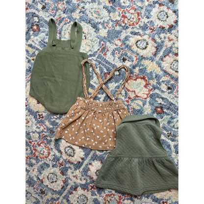 Carter's Cat & Jack Baby Girls 6-9M Green Tan Earth Tone Bundle EUC4