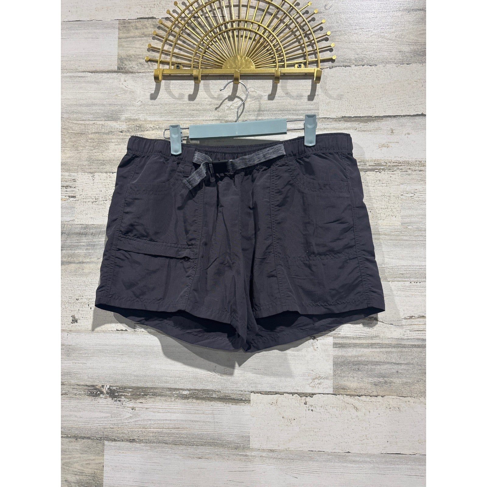 The North Face Hiking Shorts Women L Gray Belted Cargo Gorpcore EUC0