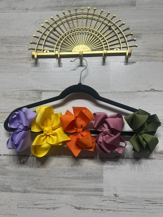 5" Hair Bows Girls Multicolor Grosgrain Ribbon Alligator Clip0