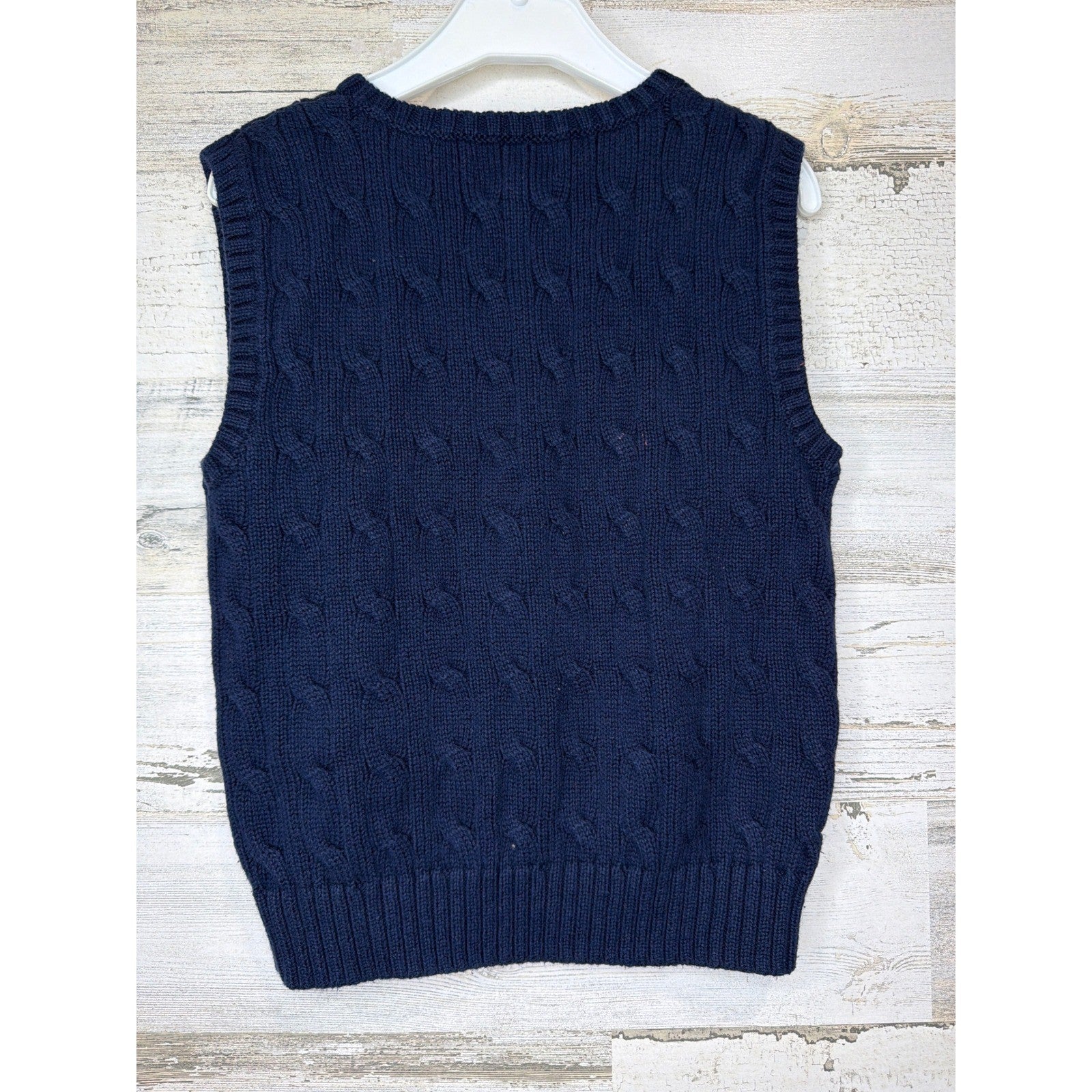 Polo Ralph Lauren Sweater Vest Boys 4T Navy Blue Cable Knit Preppy EUC3