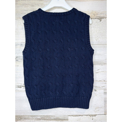 Polo Ralph Lauren Sweater Vest Boys 4T Navy Blue Cable Knit Preppy EUC3
