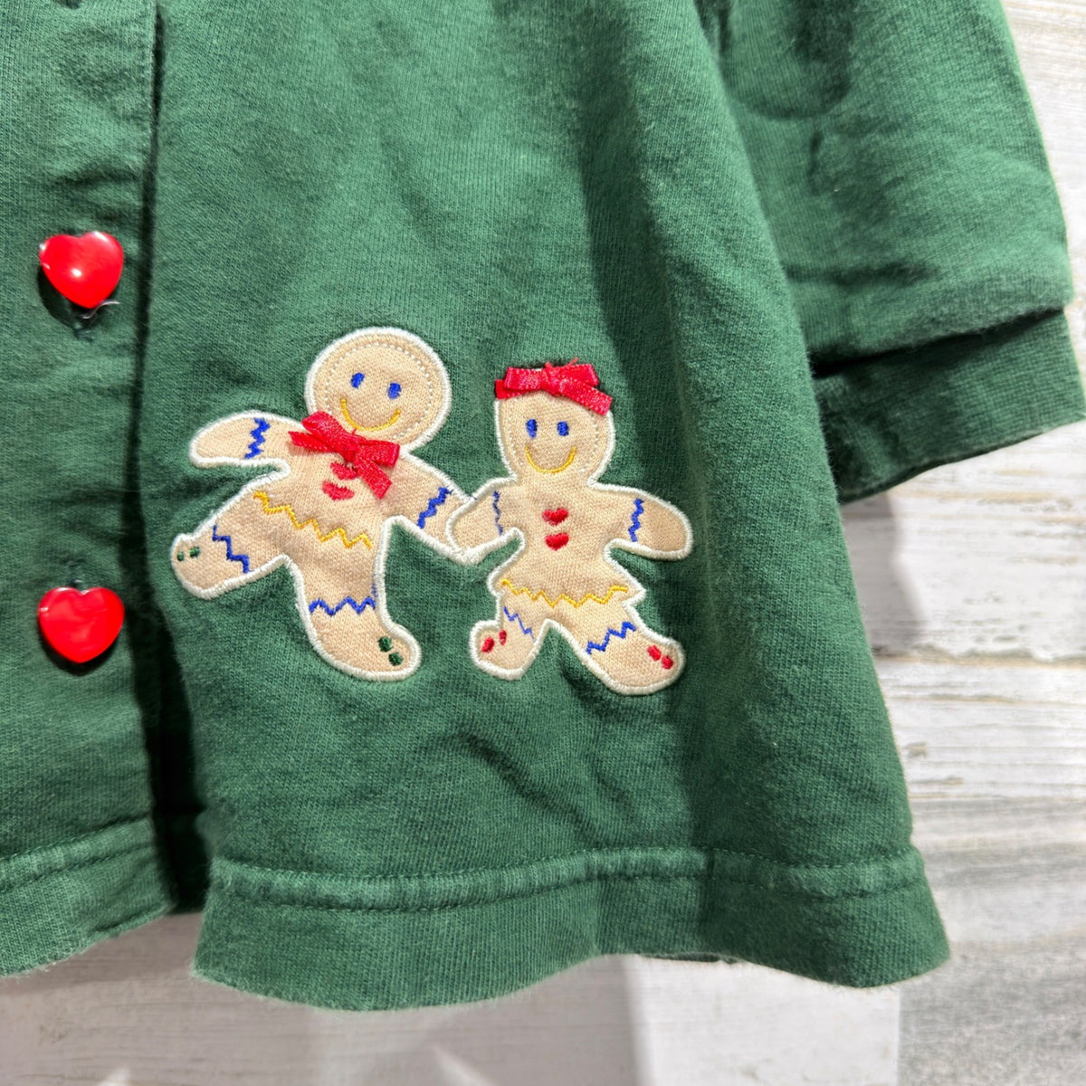 Class Club Gingerbread Cardigan Girls 18M Green Cotton Vintage GUC*4