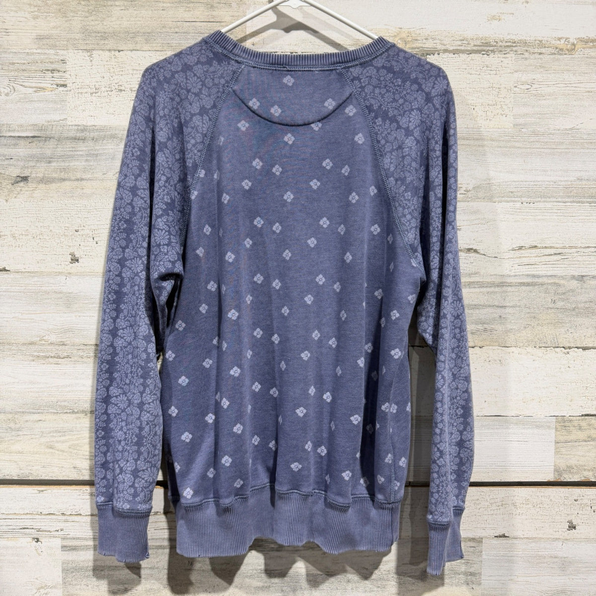 Aerie Floral Raglan Sweatshirt Women Small Blue Cotton Blend Boho EUC3