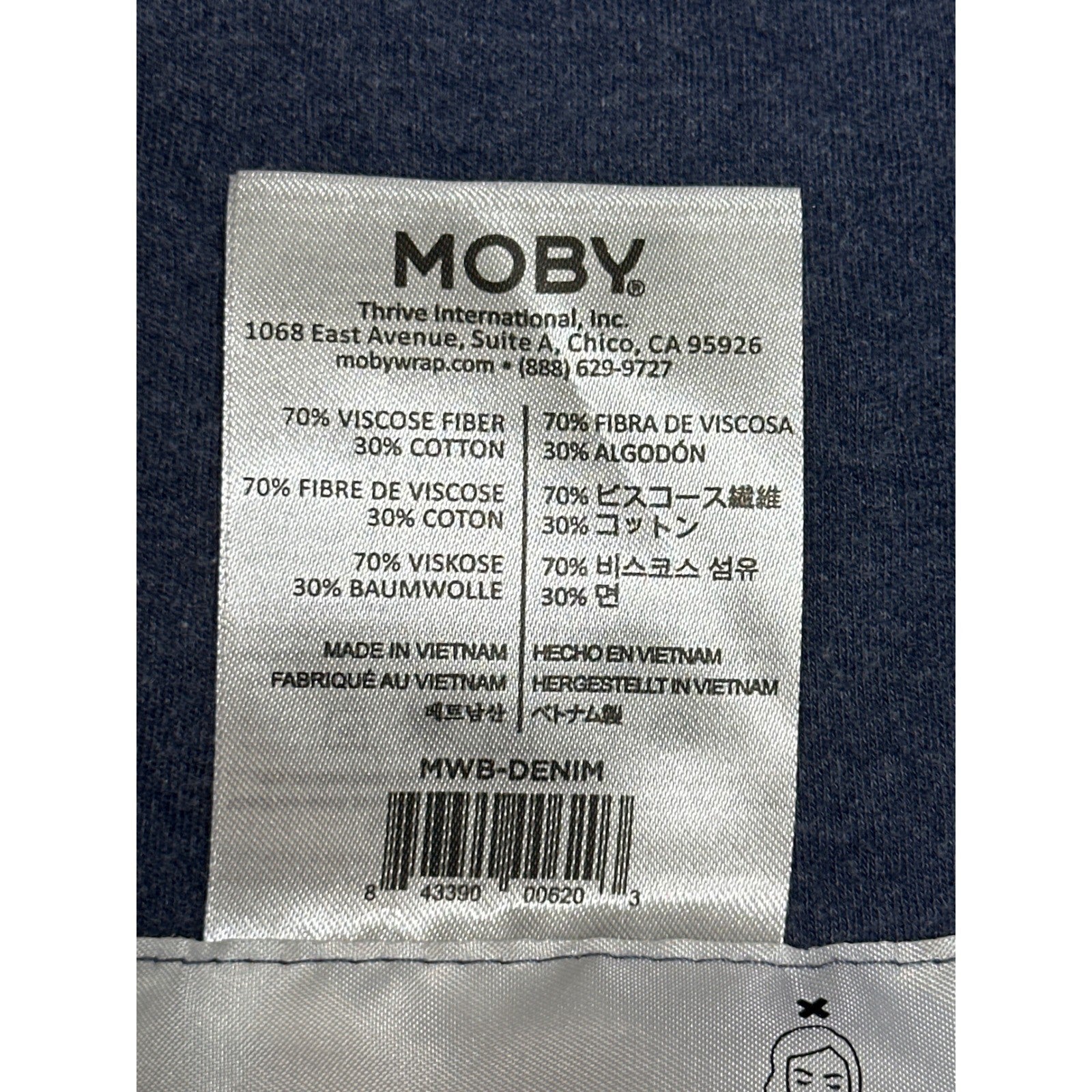 Moby Wrap Baby Carrier Blue Bamboo Cotton Blend3