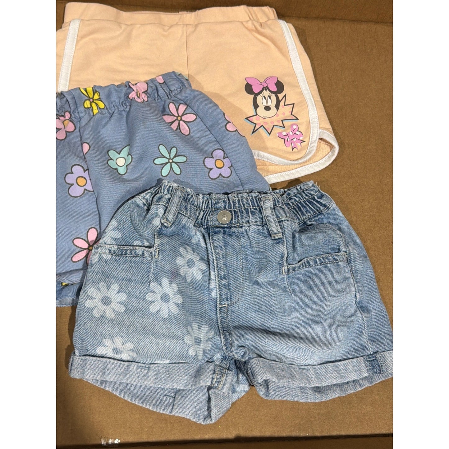 Disney Wonder Nation Shorts Bundle Girls 4 Multicolor Floral Minnie Mouse GUC1