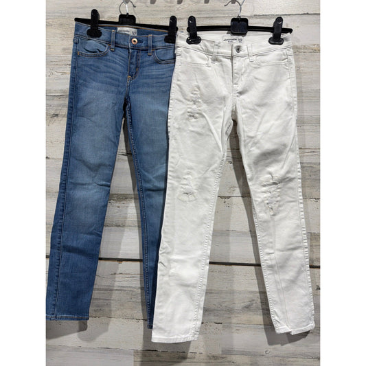 Abercrombie Kids Jeans Bundle Girls 11/12 Blue White Distressed Adjustable Waist0