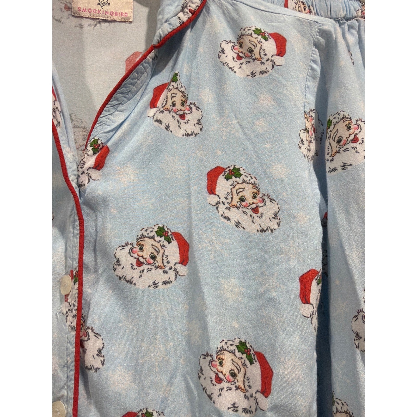 Smockingbird Pajama Set Kids Fits Like Size 4T Santa Claus Holiday Christmas3