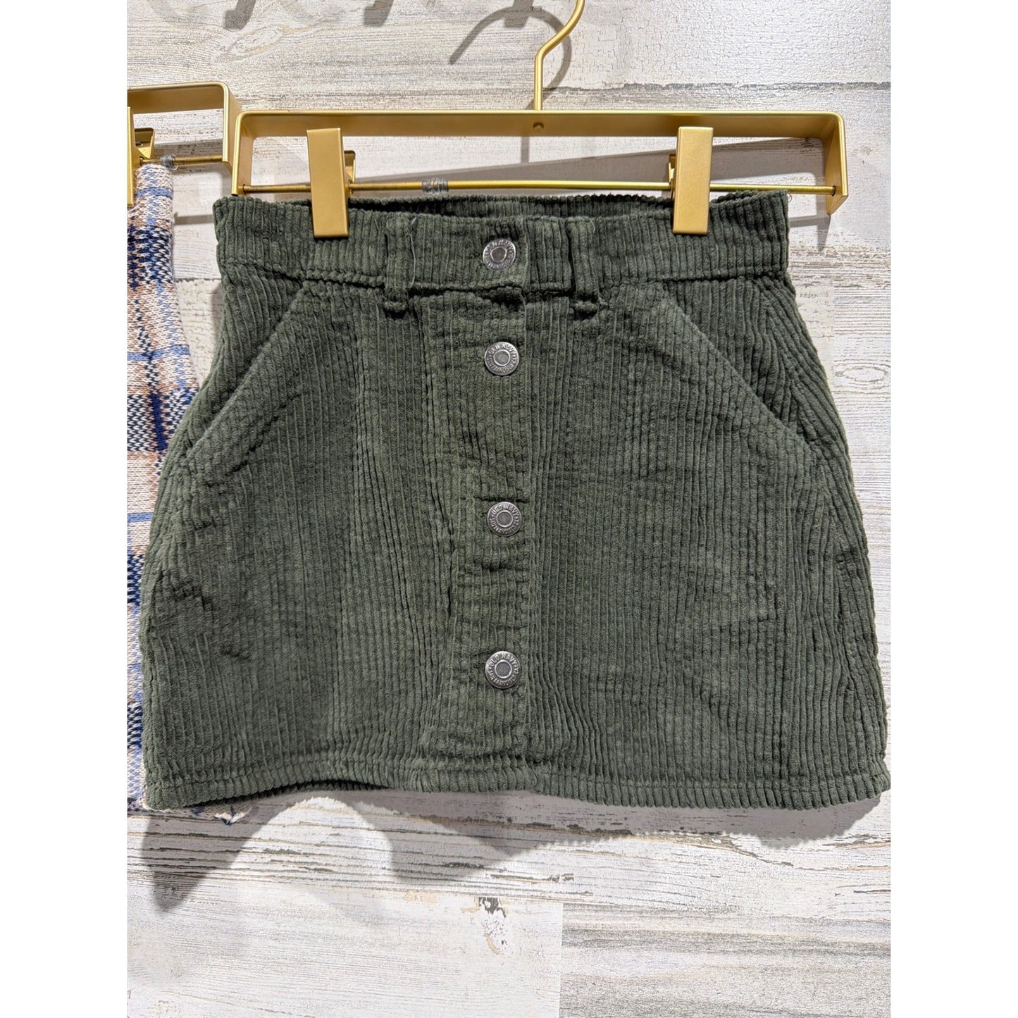 Draper James Old Navy Skirt Bundle Girls 6 Green Plaid Corduroy Preppy EUC1