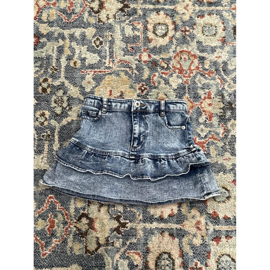 Chelsea and Violet Denim Skirt Girls 5 Blue Acid Wash Tiered Ruffle EUC0