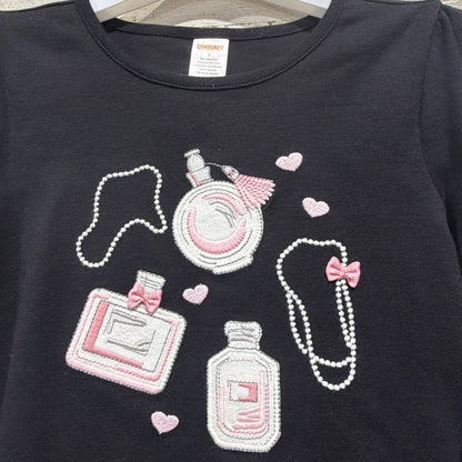 Gymboree Perfume & Pearls Top Girls 8 Black 100% Cotton Preppy Chic1
