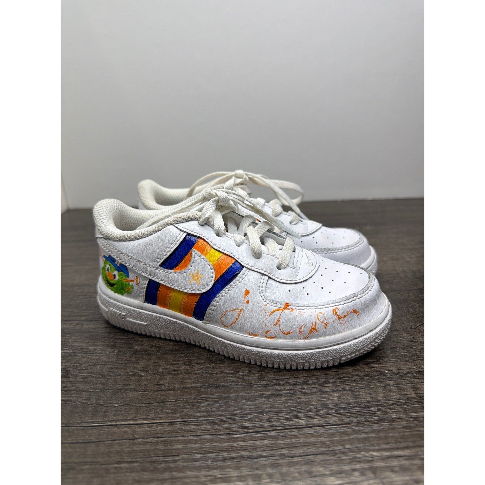 Nike Air Force 1 Kids 10C White Houston Astros Custom Baseball Sporty Flawed*2