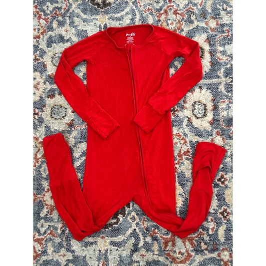 Dreamy Zzz Pajamas Convertible Romper Footie 3T Red Bamboo Viscose Zip EUC0