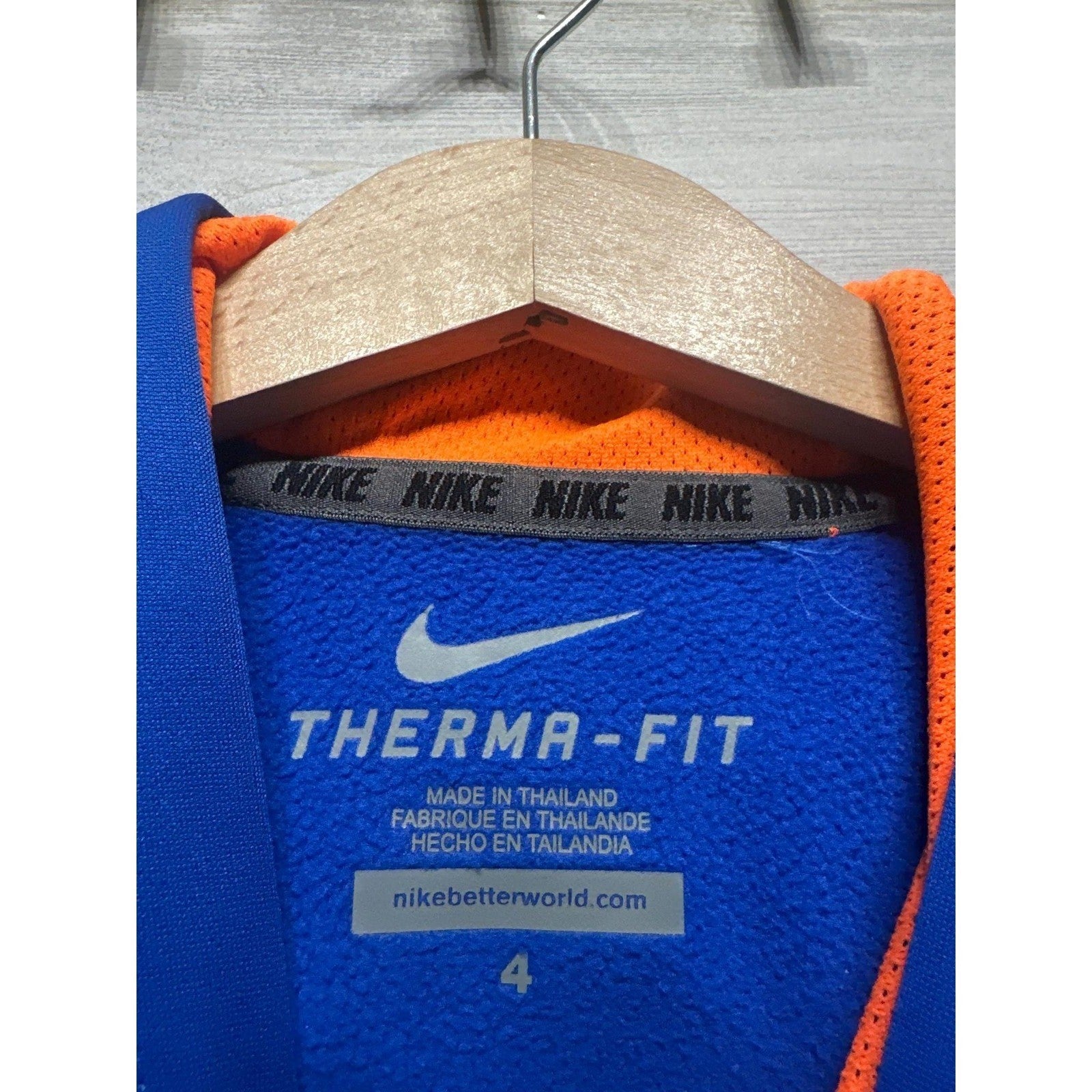 Nike Therma-FIT Hoodie Boys 4 Blue Orange Football Graphic EUC1