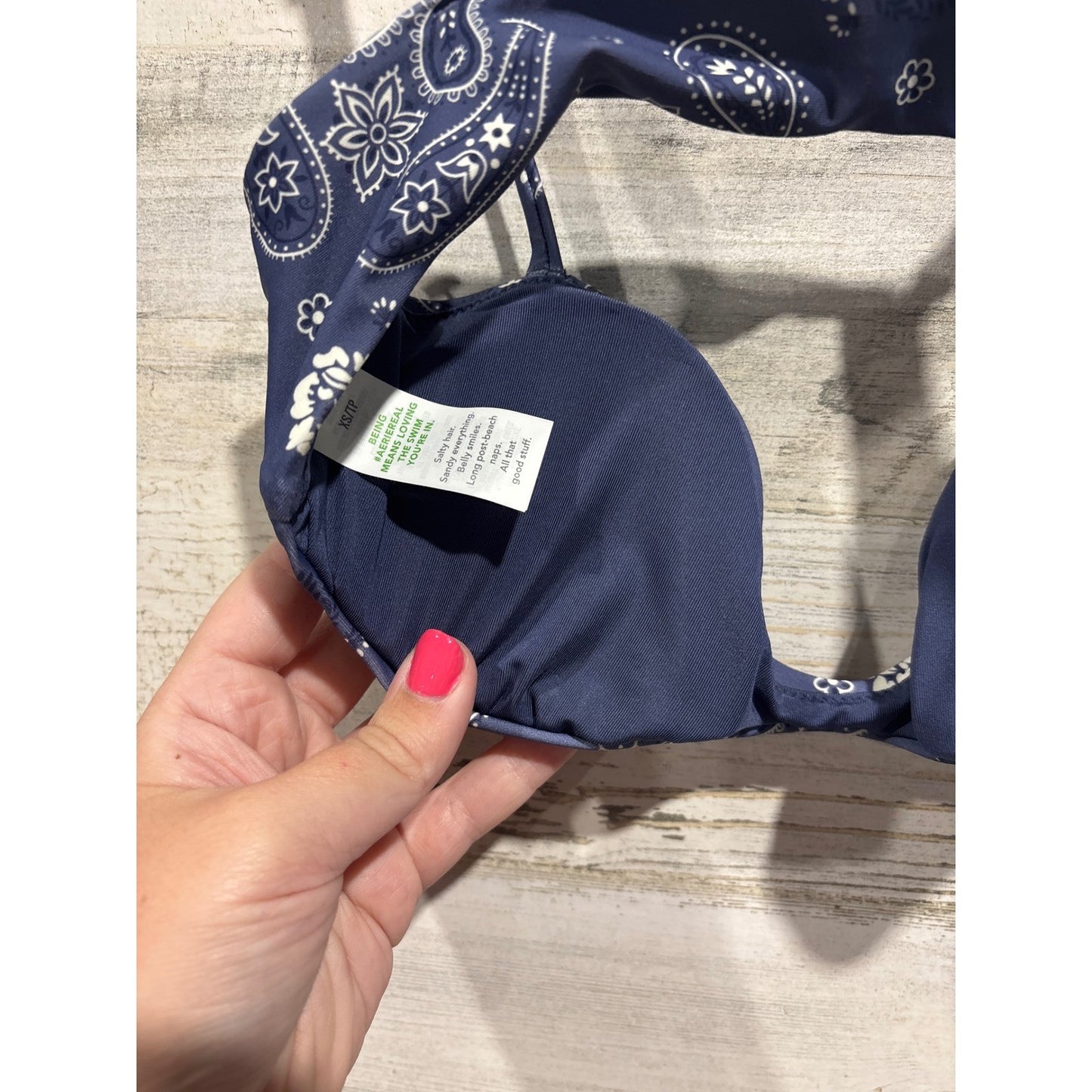 Aerie Bikini Set Women XS Blue Paisley Bandana Print Boho Coastal NWT2