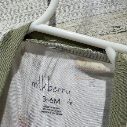 Milkberry Footed Sleepers Kids 3-6M White Paris Pickleball Bamboo Pajamas GUC*3
