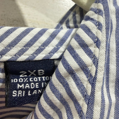 Roundtree&Yorke Seersucker Button Down Shirt Men 2XB Blue Stripe Cotton Classic3