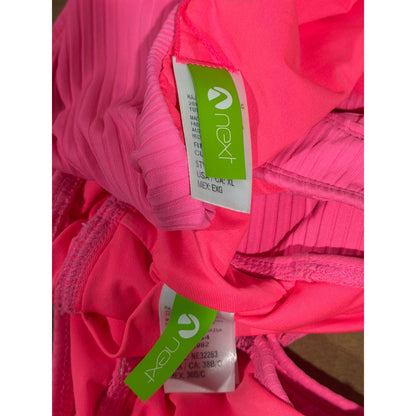 Next Bikini Set Women 38B/C Top XL Bottoms Pink Ribbed High Waist Barbiecore6