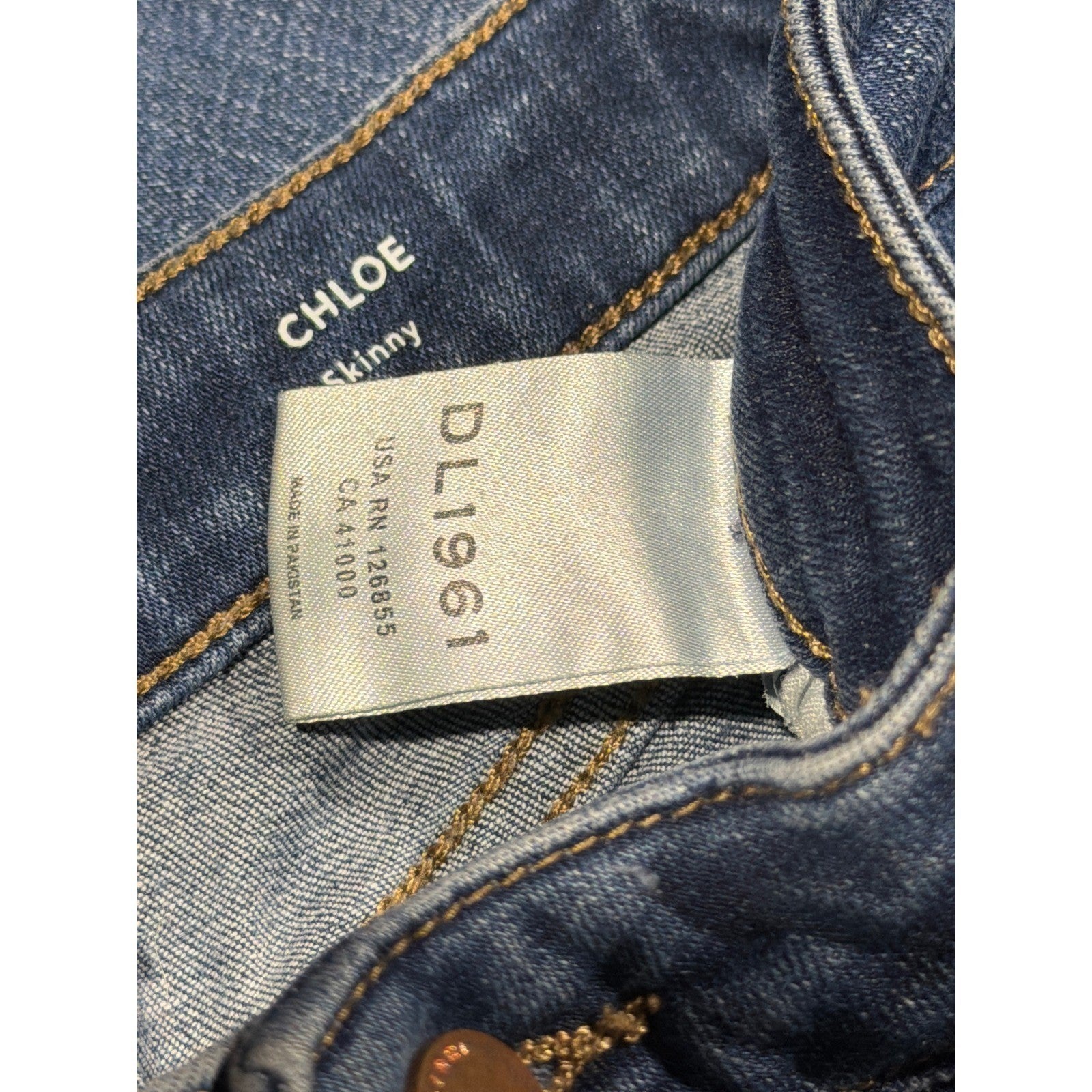 DL1961 Chloe Skinny Jeans Girls 12 Blue Distressed Raw Hem Denim EUC5